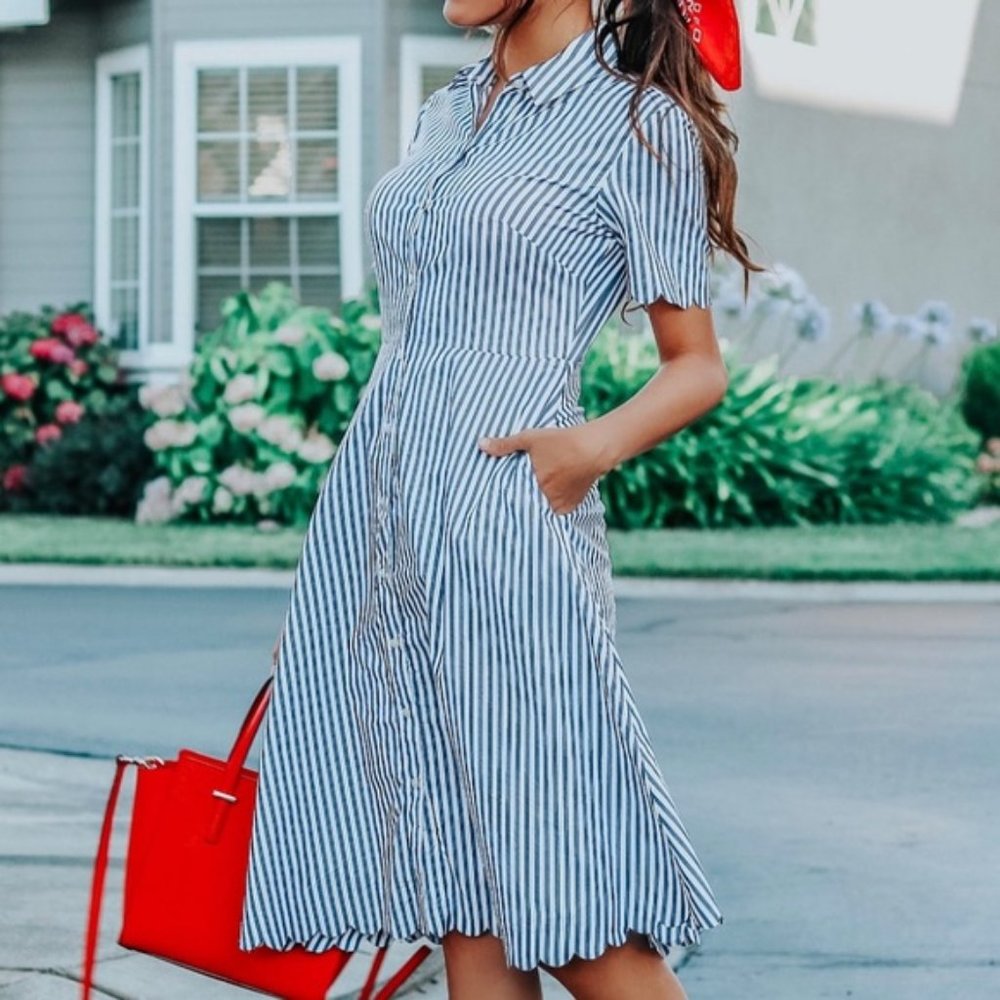 NWOT Banana Republic Scallop Hem Shirt Dress